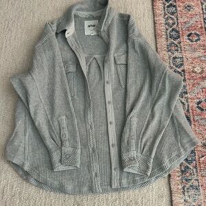 Aerie Gray Waffle Knit Top